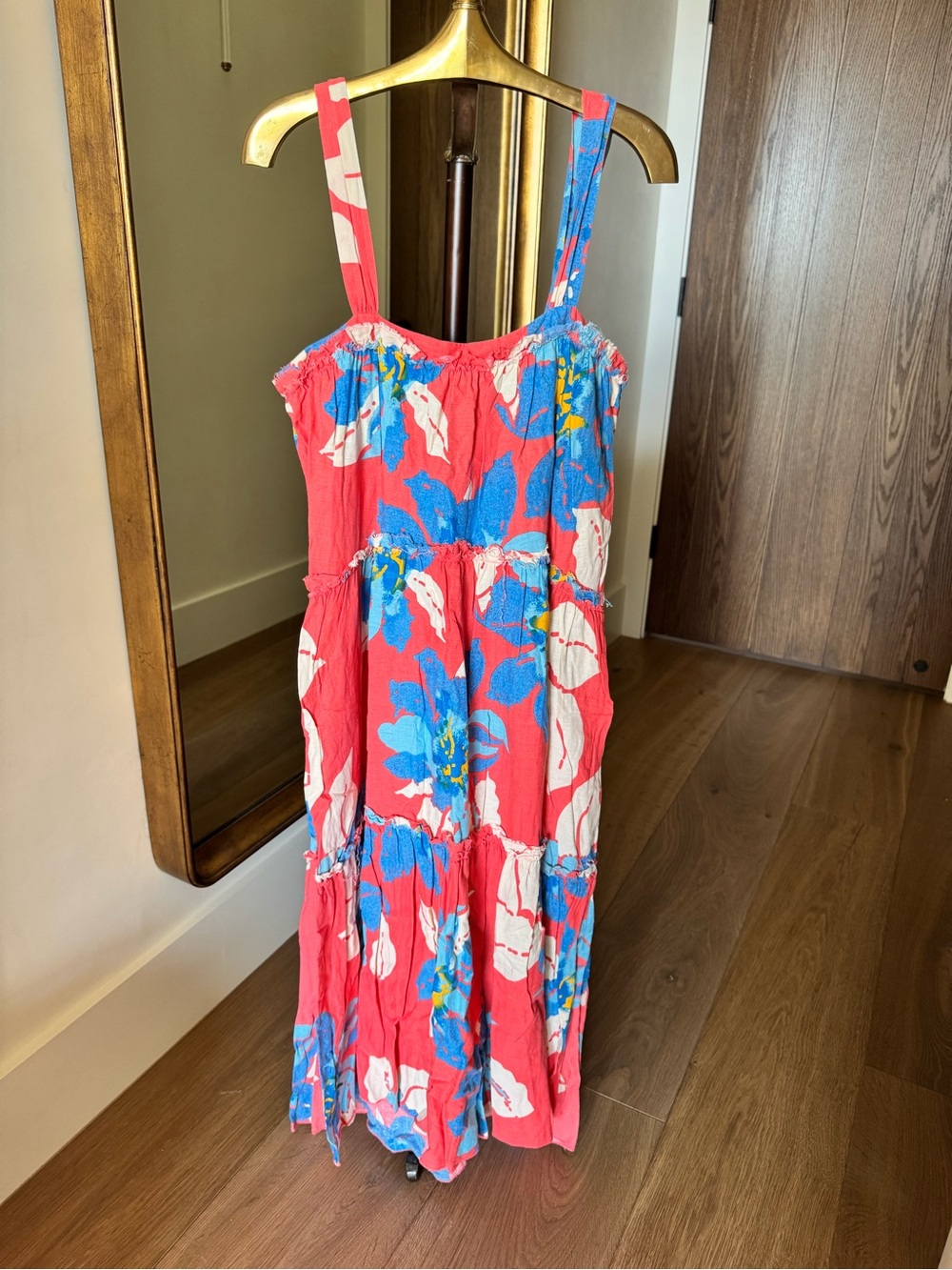 Red Floral Tiered One-Piece Sundress